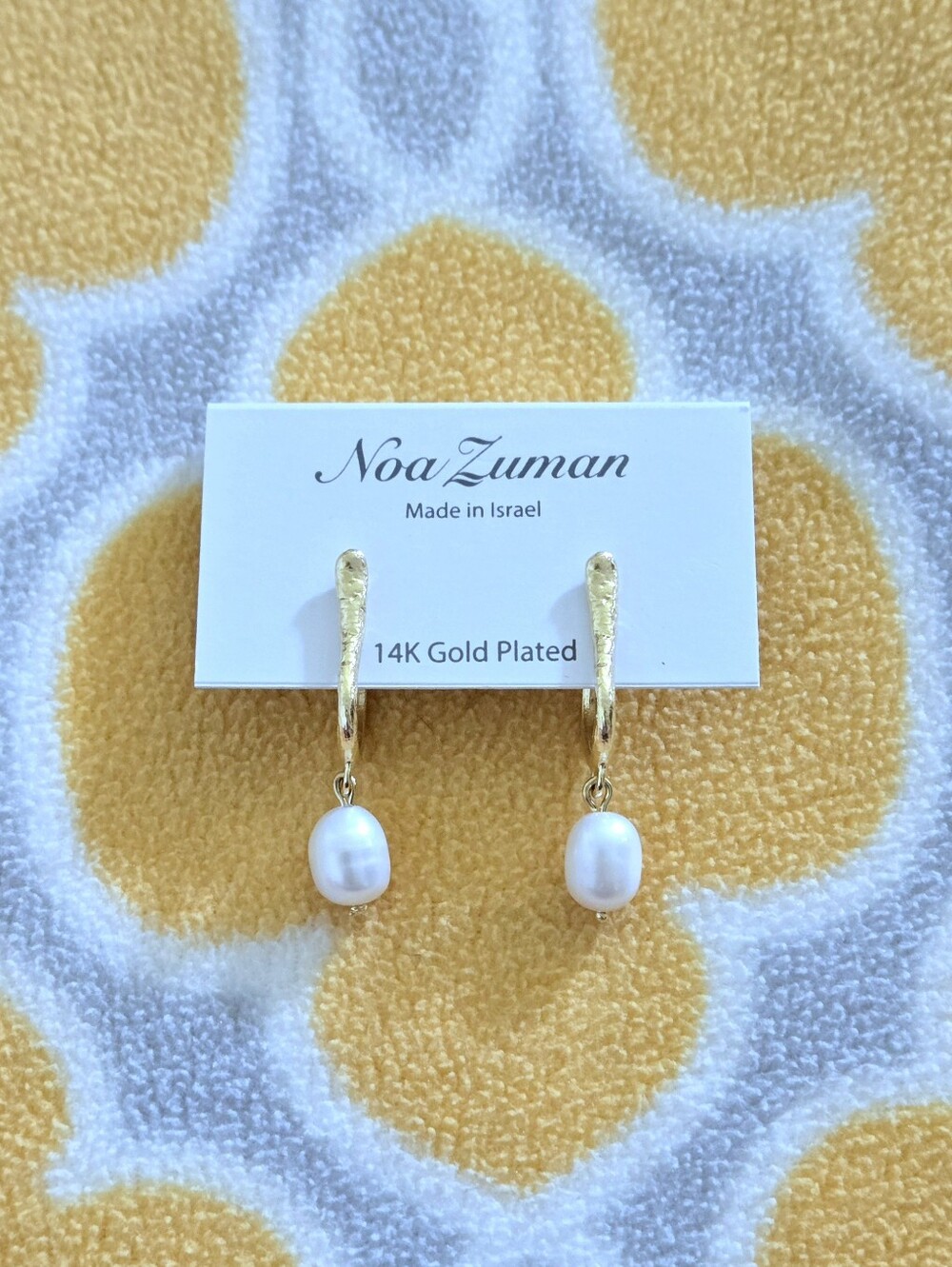 Noa Zuman Gold💛 Fishhook🪝 Hoop Earrings with Freshwater Pearl